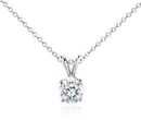 An April birthstone pendant of 1 carat diamond solitaire suspended from a double bail white gold setting