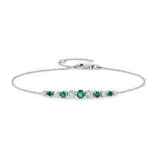 Emerald and Diamond Graduated Curve Bracelet