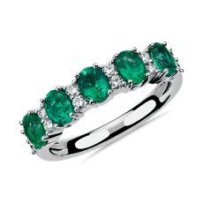 Emerald and Diamond Five-Stone Ring