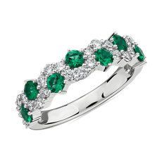 Staggered Emerald and Diamond Ring
