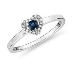 Petite Sapphire and Diamond Pavé Heart Ring