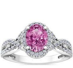 Twist Halo Diamond Engagement Ring