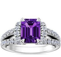 Split Semi Halo Diamond Engagement Ring