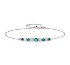 Emerald and Diamond Graduated Curve Bracelet