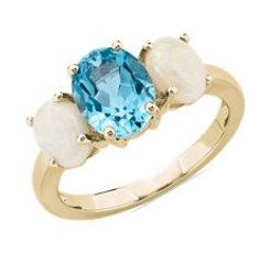 Oval Swiss Blue Topaz and Opal Ring