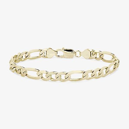 14k yellow gold figaro chain men’s bracelet
