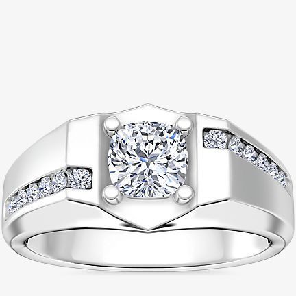 Men’s bypass ring with channel diamonds