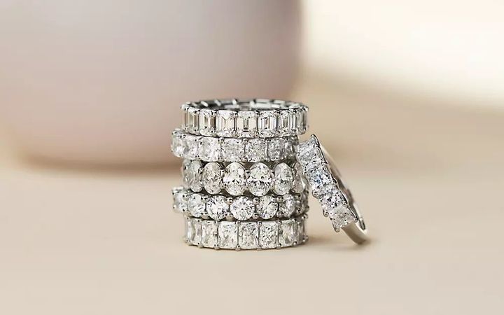 A stack of diamond rings