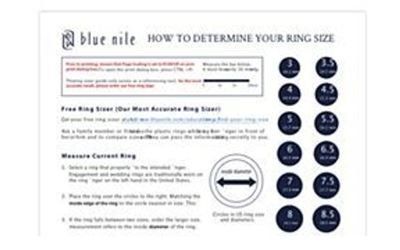 Measure the size of a ring and ring size chart