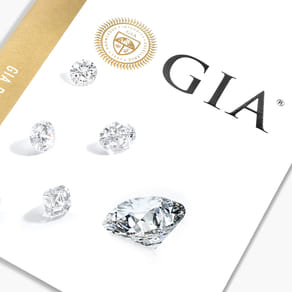 Diamonds and GIA logo on a white background with a golden emblem.