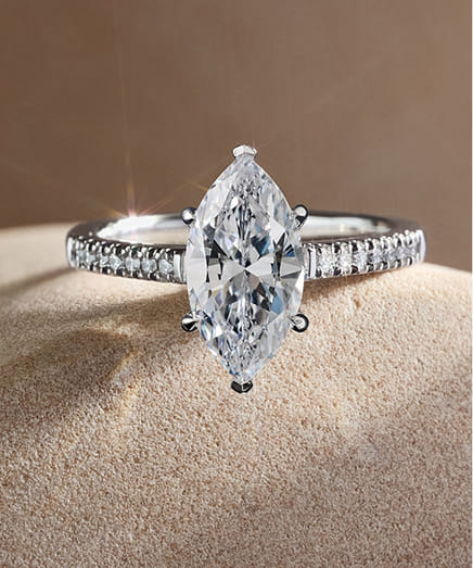 marquise cut diamond engagement ring in white gold