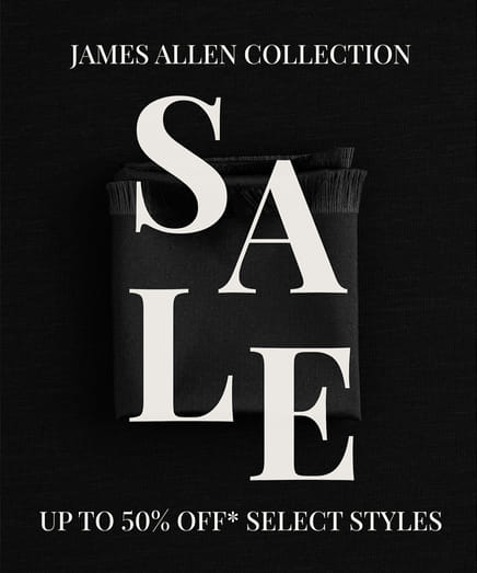 James Allen collection sale offering up to 50% off on select styles.